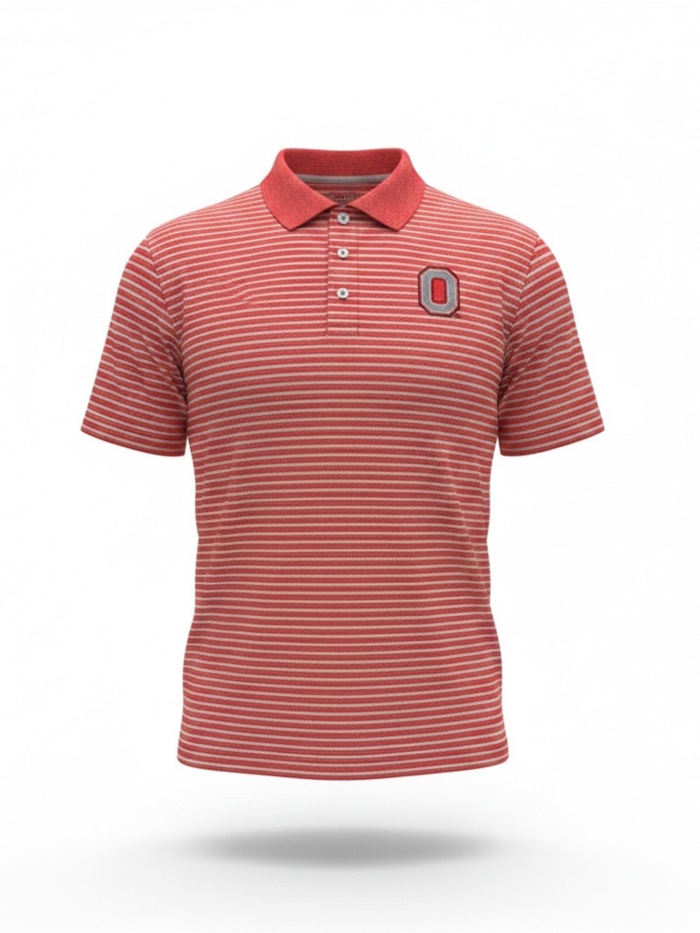 Ohio State Red and  White Striped Polo with Patch